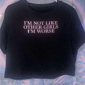 SHEIN Black Crop Top with Pink Graphic